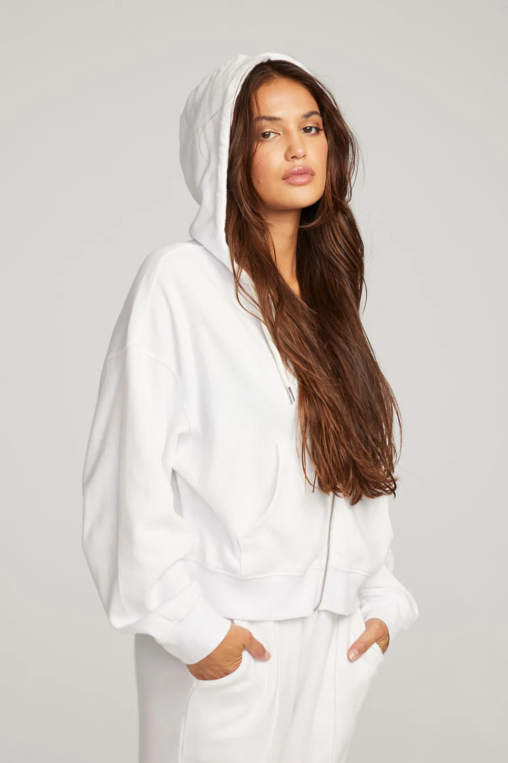 Best Abilene White Zip Up Hoodie Women Outerwear|Loungewear