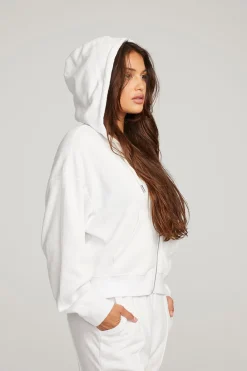 Best Abilene White Zip Up Hoodie Women Outerwear|Loungewear