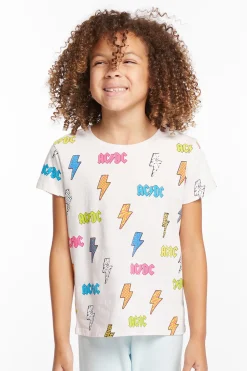 Online AC/DC All Over Logos Girls Tee Women/Kids Girls|Music