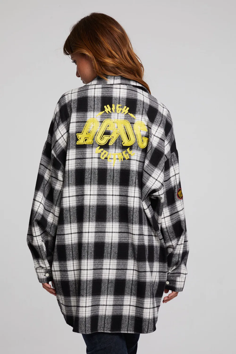 Clearance AC/DC High Voltage Flannel Button Down Women Loungewear|Music