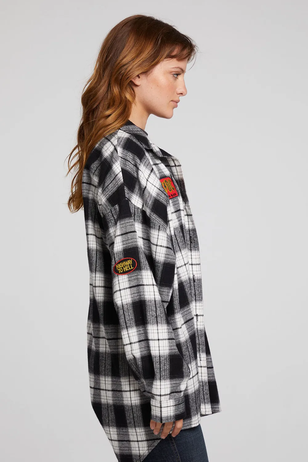 Clearance AC/DC High Voltage Flannel Button Down Women Loungewear|Music