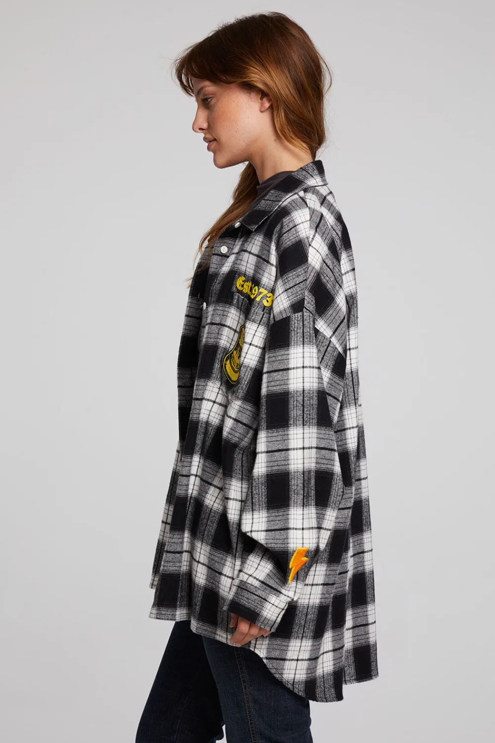 Clearance AC/DC High Voltage Flannel Button Down Women Loungewear|Music