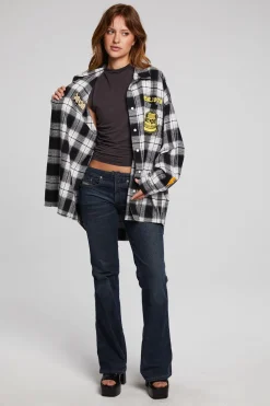 Clearance AC/DC High Voltage Flannel Button Down Women Loungewear|Music