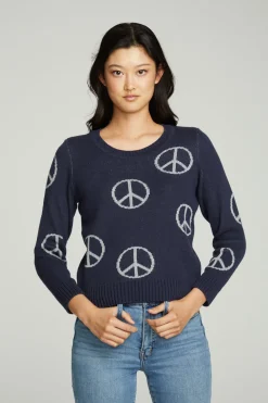 Hot All Over Peace Intarsia Sweater Women Outerwear|Graphics