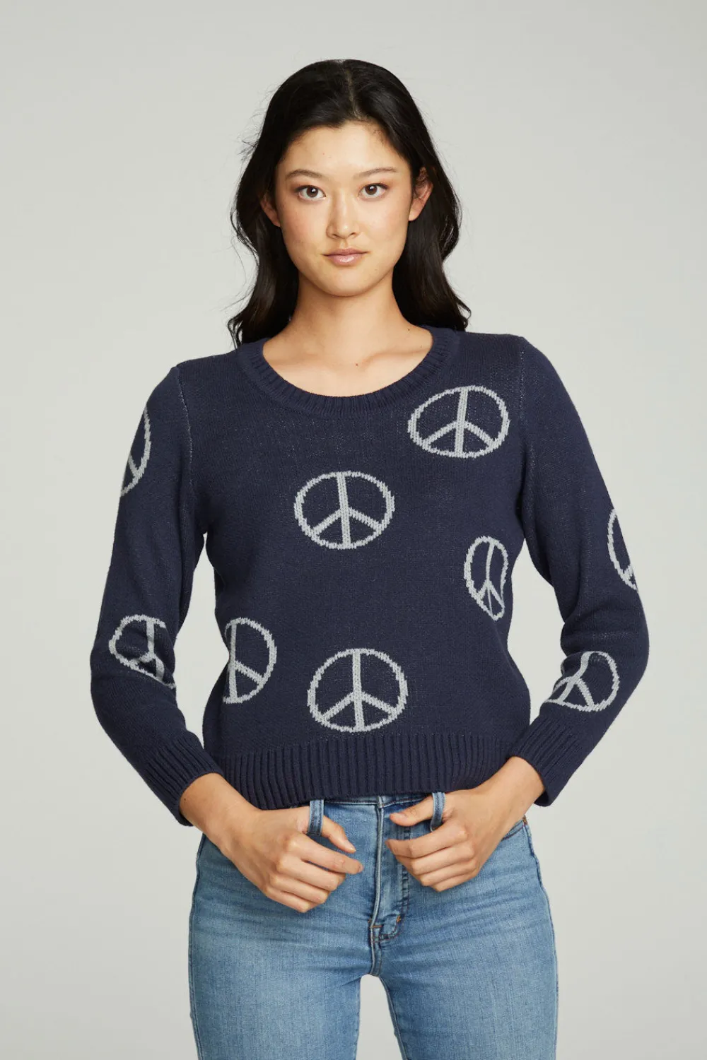 Hot All Over Peace Intarsia Sweater Women Outerwear|Graphics