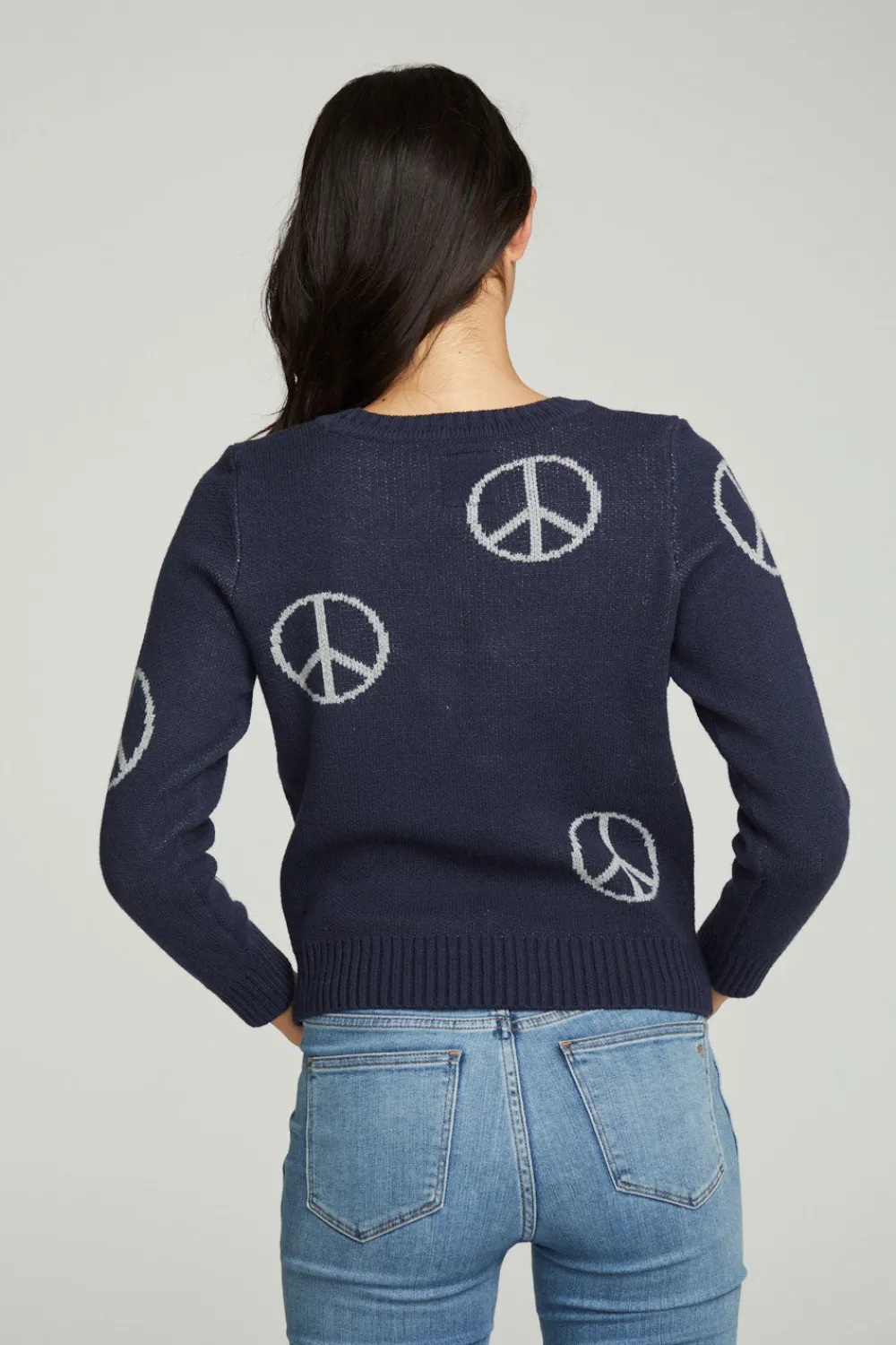 Hot All Over Peace Intarsia Sweater Women Outerwear|Graphics
