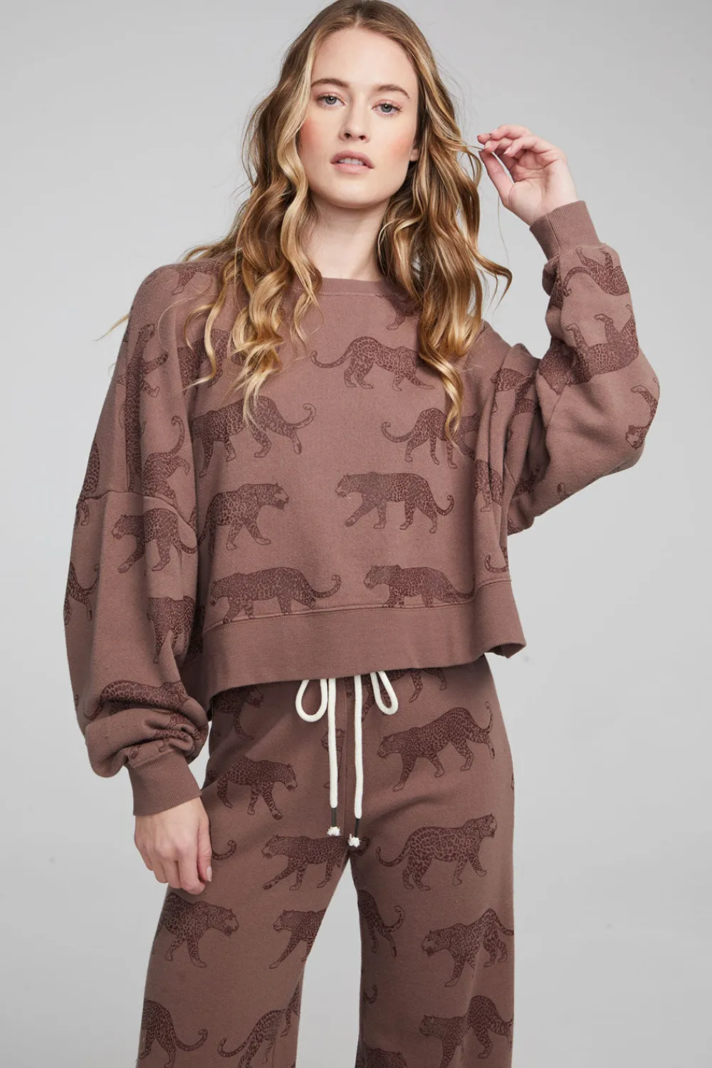 Outlet Allover Leopards Fleece Pullover Women Loungewear|Tops