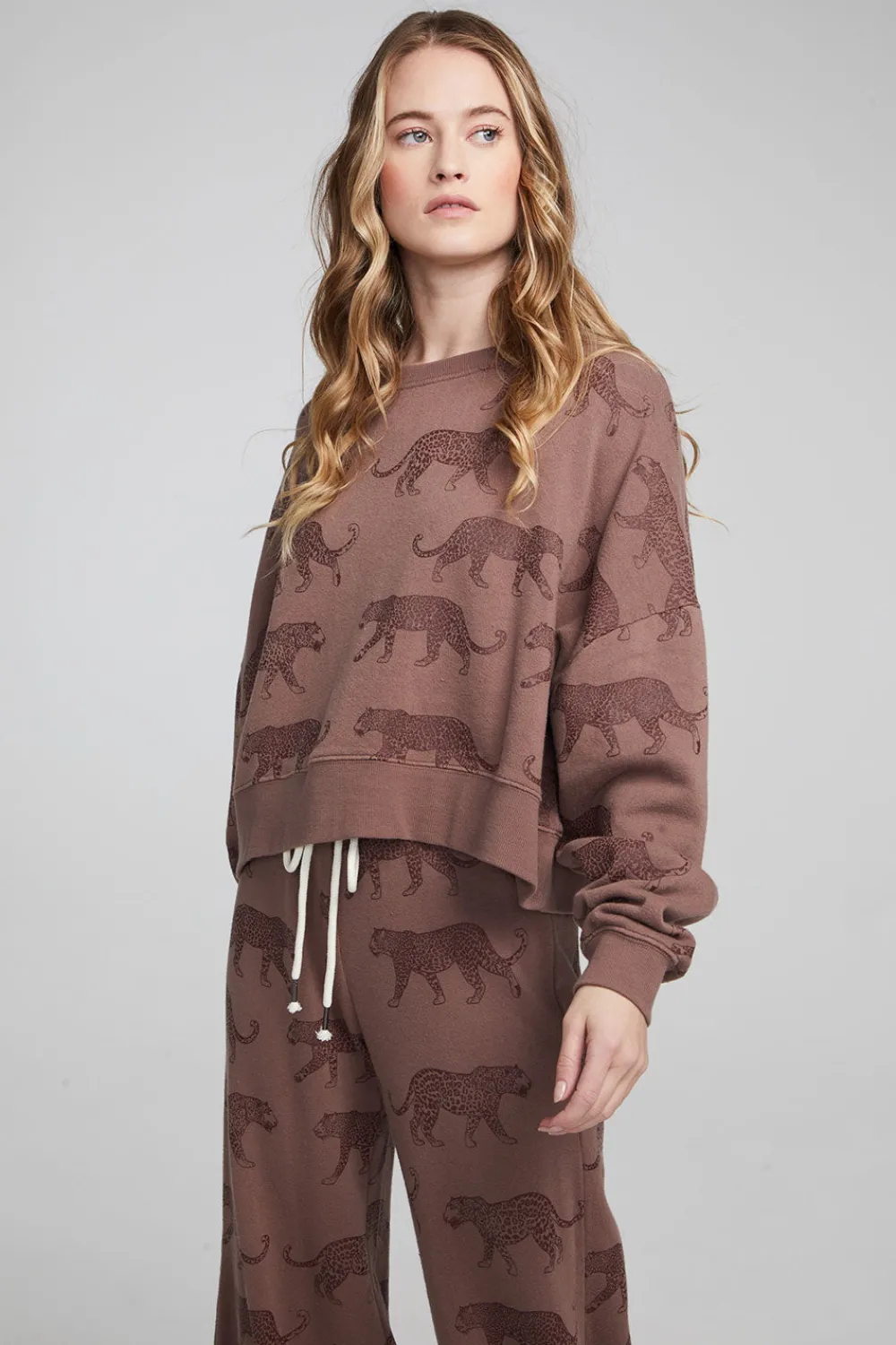 Outlet Allover Leopards Fleece Pullover Women Loungewear|Tops