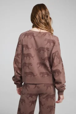 Outlet Allover Leopards Fleece Pullover Women Loungewear|Tops