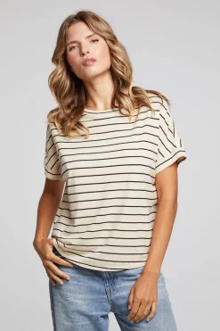 Outlet Amber Black And Sand Stripe Tee Women Loungewear|Tops