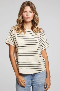 Outlet Amber Black And Sand Stripe Tee Women Loungewear|Tops