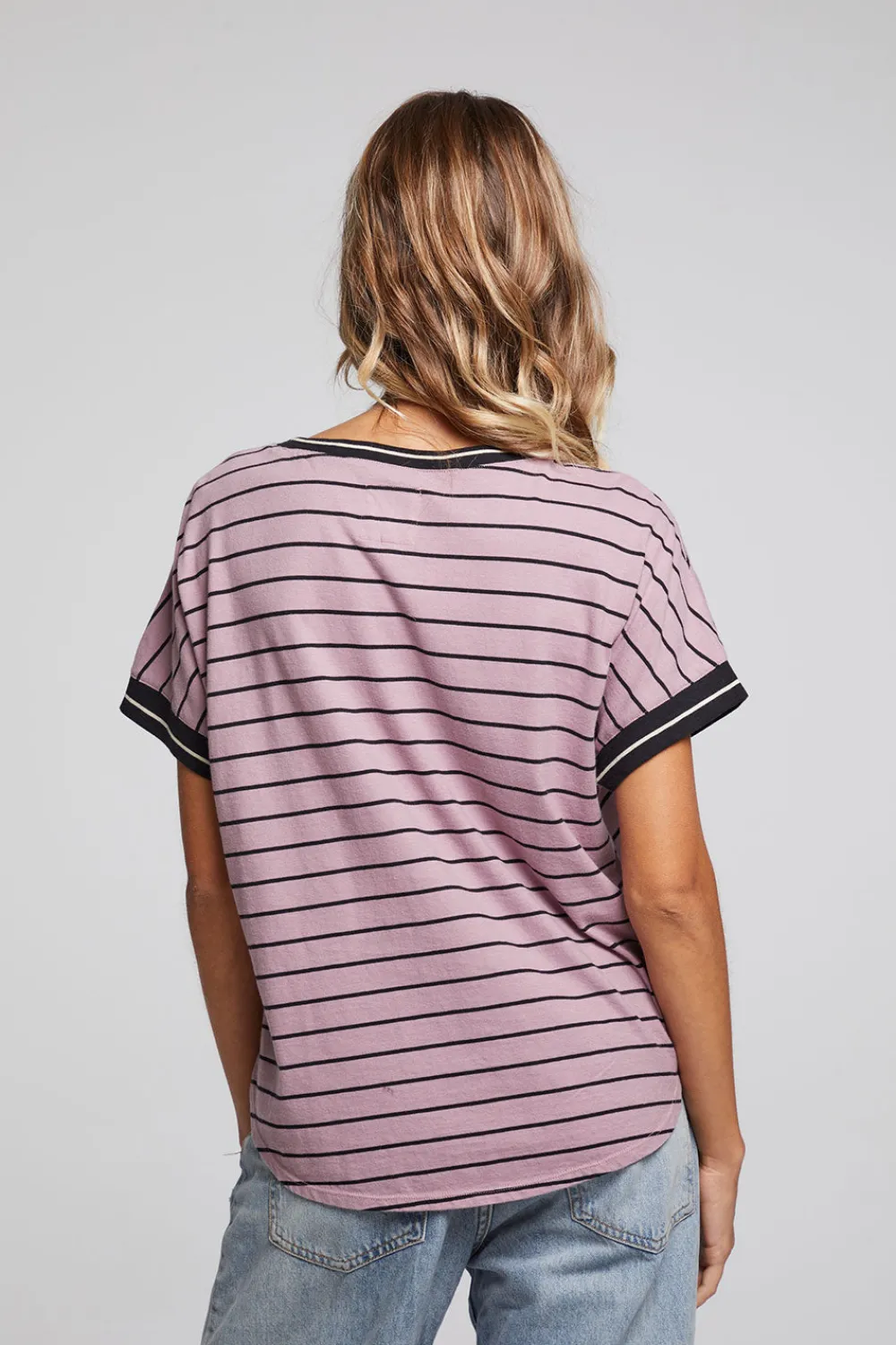 Hot Amber Stripe Mix Tee Women Loungewear|Tops