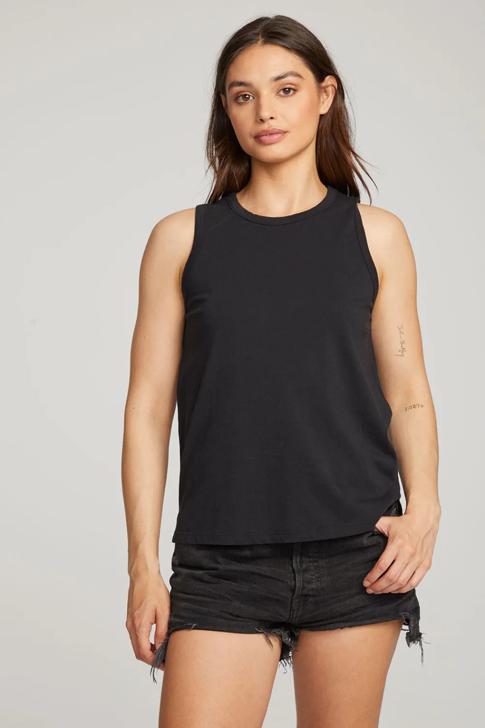 Cheap Basic Black Slit Tank Women Loungewear|Essentials