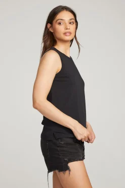 Cheap Basic Black Slit Tank Women Loungewear|Essentials