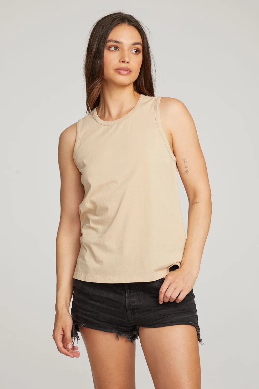 Outlet Basic Cappuccino Slit Tank Women Loungewear|Essentials