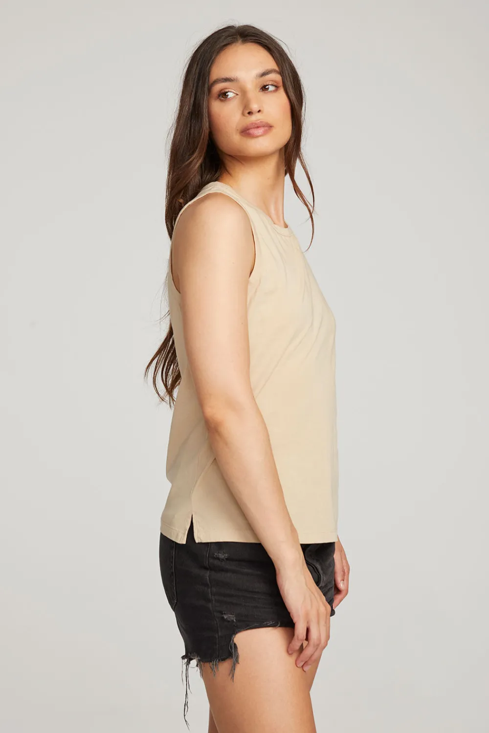 Outlet Basic Cappuccino Slit Tank Women Loungewear|Essentials