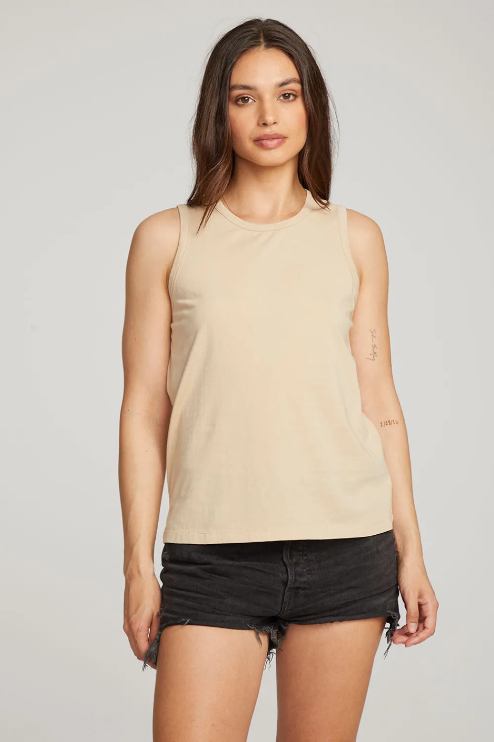 Outlet Basic Cappuccino Slit Tank Women Loungewear|Essentials
