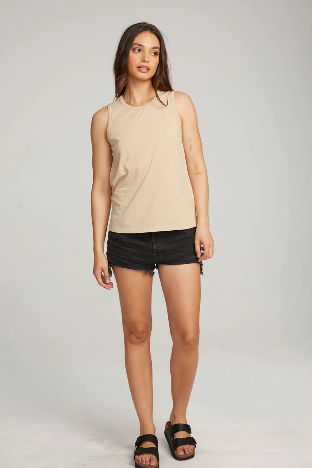 Outlet Basic Cappuccino Slit Tank Women Loungewear|Essentials