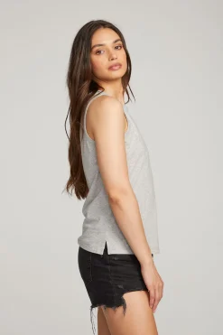 Store Basic Heather Grey Slit Tank Women Loungewear|Essentials