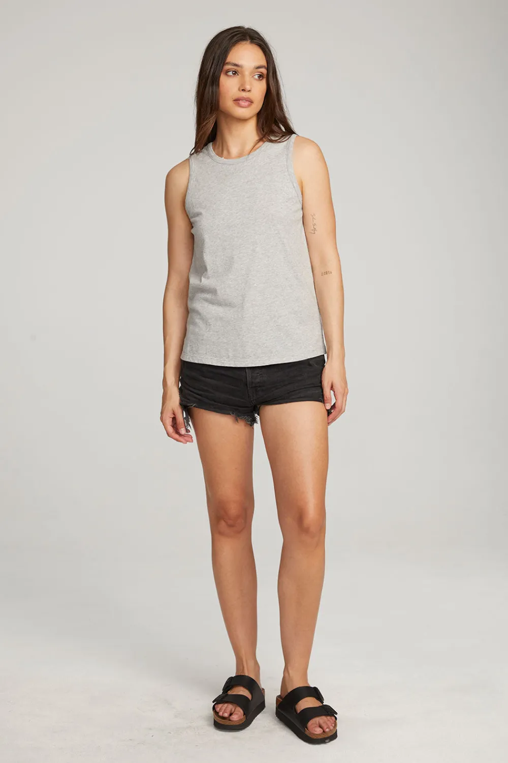 Store Basic Heather Grey Slit Tank Women Loungewear|Essentials