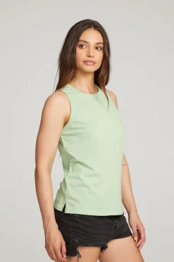 Outlet Basic Quiet Green Slit Tank Women Loungewear|Essentials