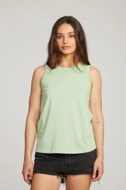 Outlet Basic Quiet Green Slit Tank Women Loungewear|Essentials