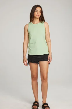 Outlet Basic Quiet Green Slit Tank Women Loungewear|Essentials