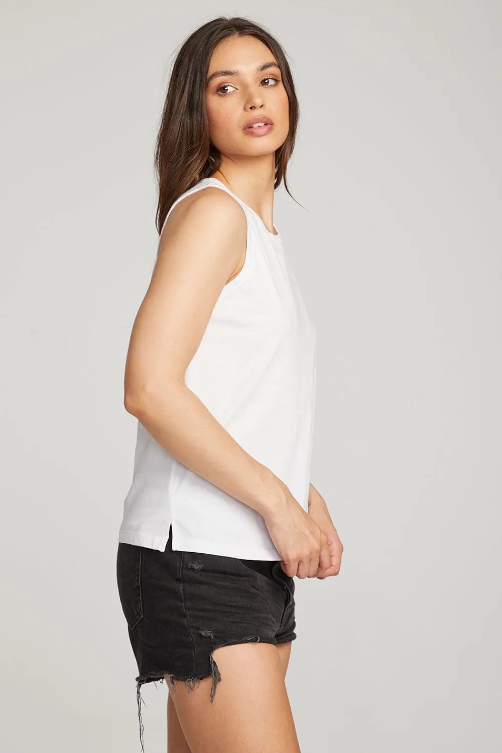 New Basic White Slit Tank Women Loungewear|Essentials