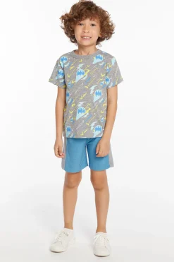 Outlet Batman All Over Logos Boys Crew Neck Tee Kids/BOY Boys
