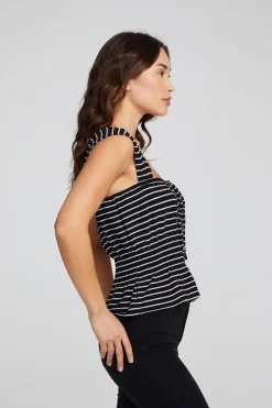 Fashion Bayshore Tank Top - Black And White Stripe Women Loungewear|Tops