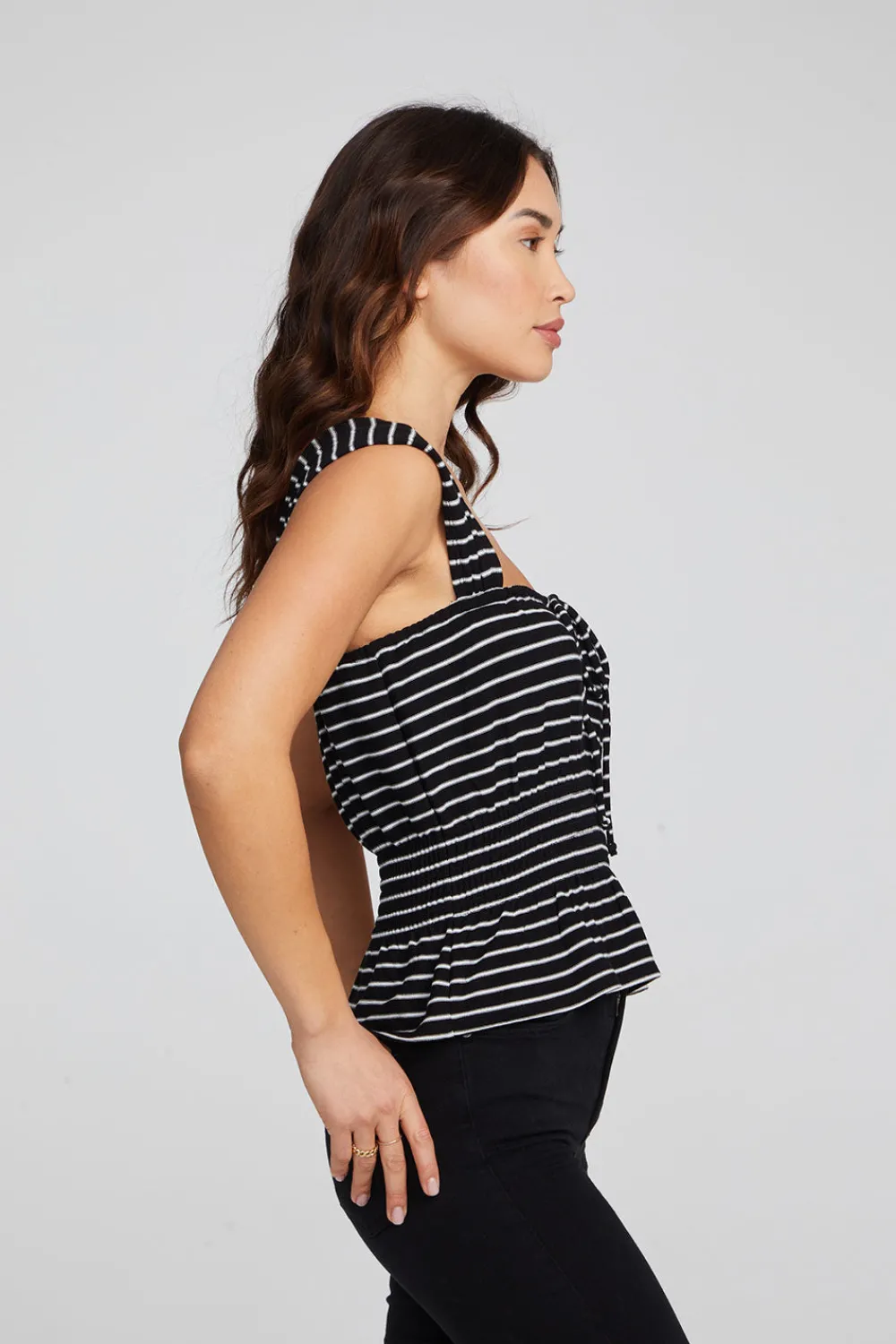 Fashion Bayshore Tank Top - Black And White Stripe Women Loungewear|Tops