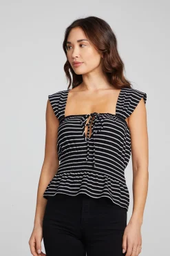Fashion Bayshore Tank Top - Black And White Stripe Women Loungewear|Tops
