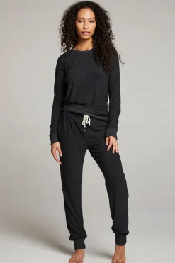 Store Black Long Sleeve Raglan Pullover Women Loungewear|Tops