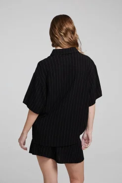 Shop Bocelli Beverly Pinstripe Button Down Women Loungewear|Tops