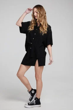 Shop Bocelli Beverly Pinstripe Button Down Women Loungewear|Tops