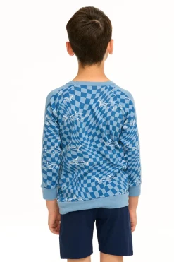 Best Boy's Checkered Shark Raglan Pullover Kids/BOY Boys