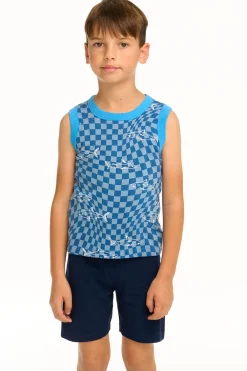 Fashion Boy's Checkered Shark Recycled Vintage Jersey Tank Kids/BOY Boys