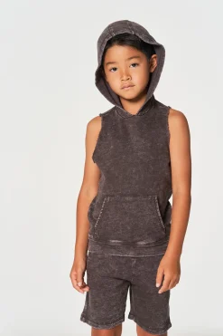 New Boys Linen French Terry Sleeveless Muscle Pullover Hoodie Kids/BOY Boys