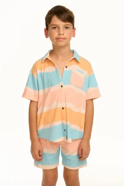 Outlet Boy's Wavy Stripe Collared Button Down Shirt Kids/BOY Boys