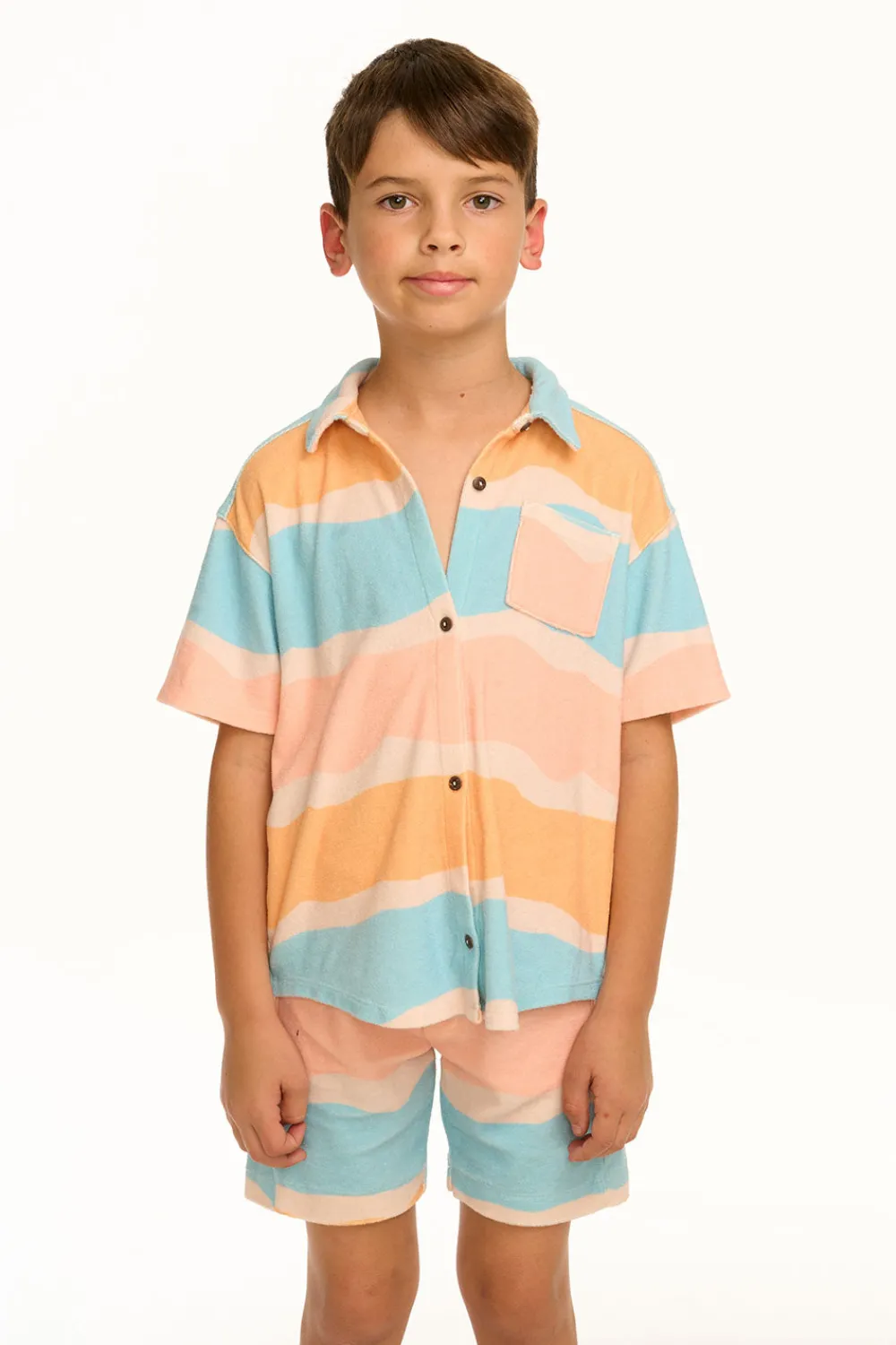 Outlet Boy's Wavy Stripe Collared Button Down Shirt Kids/BOY Boys