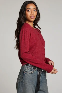 Store Brady Blood Red Button Up Pullover Women Loungewear|Tops