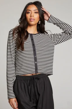 Best Brady Punk Stripe Button Up Pullover Women Loungewear|Tops