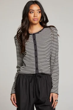 Best Brady Punk Stripe Button Up Pullover Women Loungewear|Tops