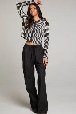 Best Brady Punk Stripe Button Up Pullover Women Loungewear|Tops