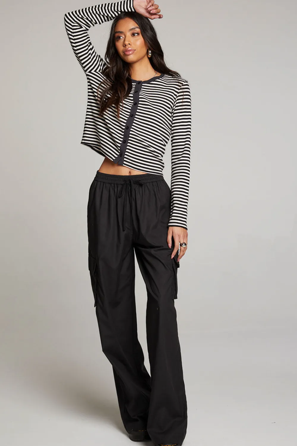 Best Brady Punk Stripe Button Up Pullover Women Loungewear|Tops