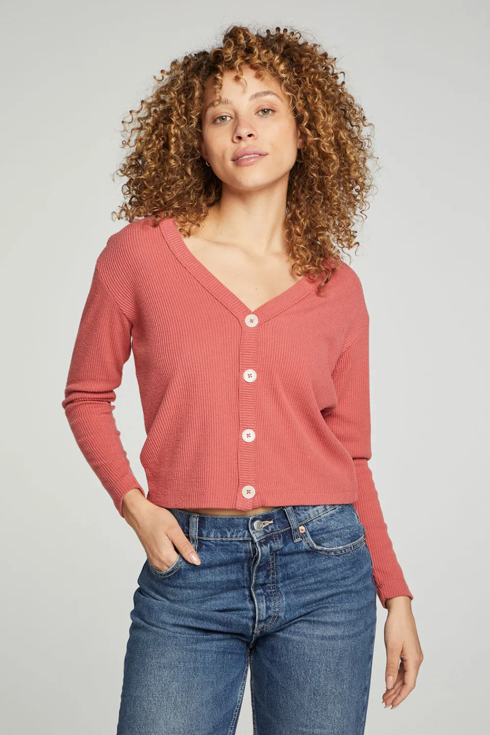 Clearance Button Down Cropped Long Sleeve Cardigan Women Outerwear|Tops