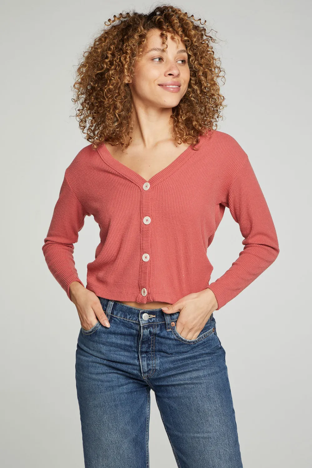 Clearance Button Down Cropped Long Sleeve Cardigan Women Outerwear|Tops