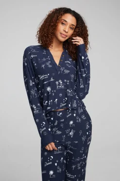Best Cali All Over Icons Henley Top Women Loungewear|Graphics
