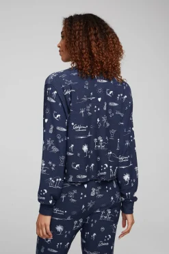 Best Cali All Over Icons Henley Top Women Loungewear|Graphics