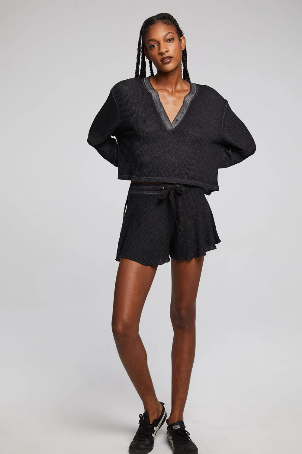 Cheap Casey Licorice Henley Women Loungewear|Tops